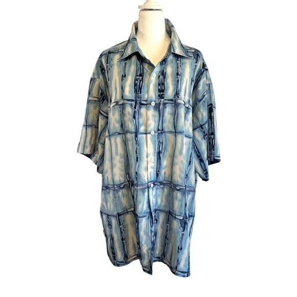 Sean John Big and Tall Blue and White Button Up Mens Shirt XXL - Picture 1 of 8